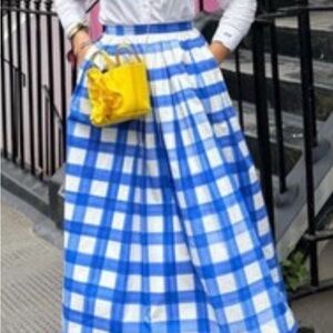 Zara blue & white gingham midi skirt, NWT